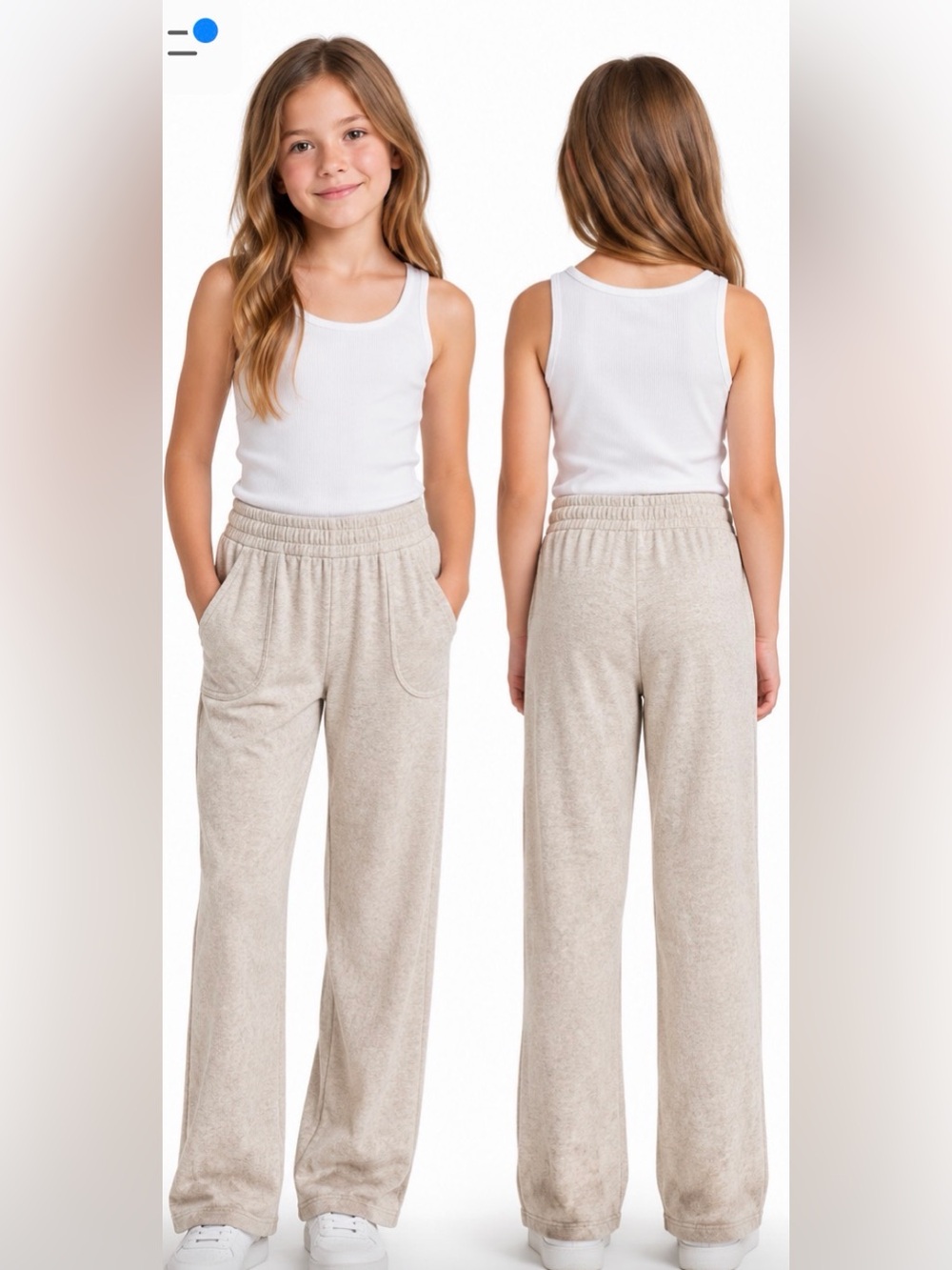 Nordstrom Girls' Wide-Leg Lounge Pants - HT Latte Size 7/8 (small)